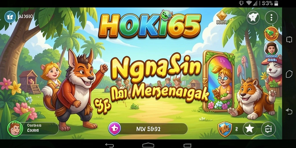 Tampilan gameplay HOKI65 yang ceria dan menghibur.