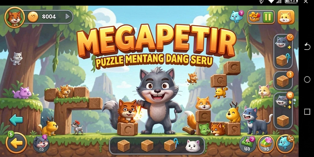 Screenshot gameplay MEGAPETIR yang atraktif dan penuh tantangan puzzle.