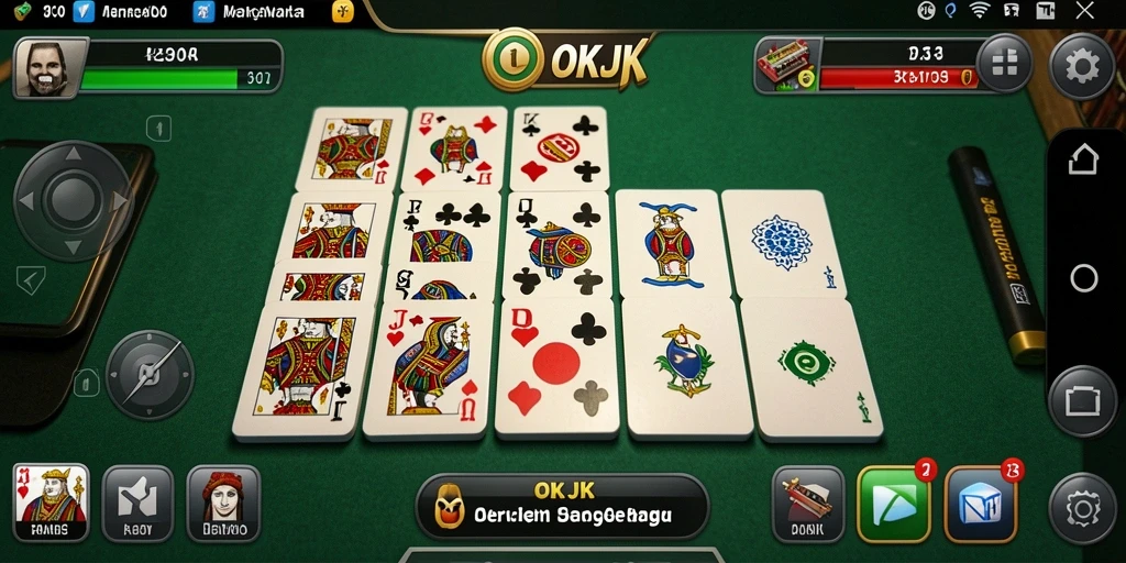 Screenshot gameplay OKJK menampilkan suasana seru permainan domino.