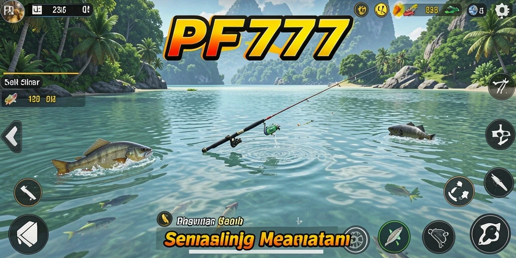 Tampilan gameplay PF777 dengan aksi memancing yang mendebarkan.