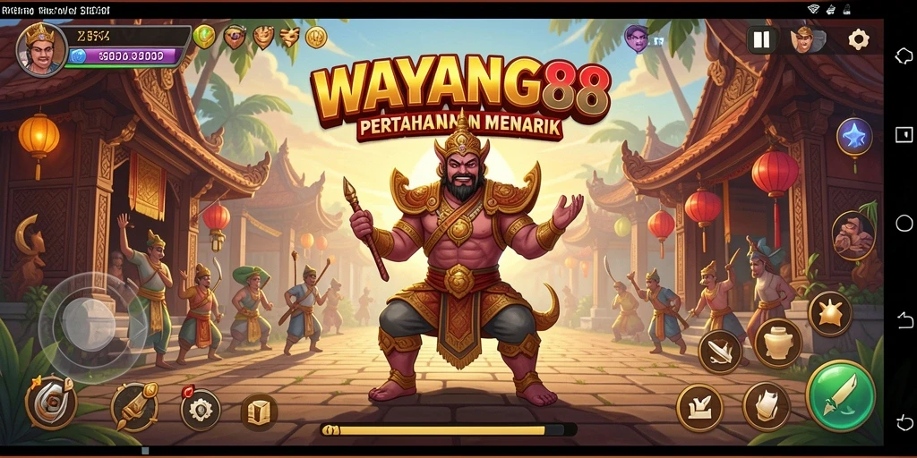 Tampilan gameplay seru WAYANG88 dengan strategi Tower Defense.