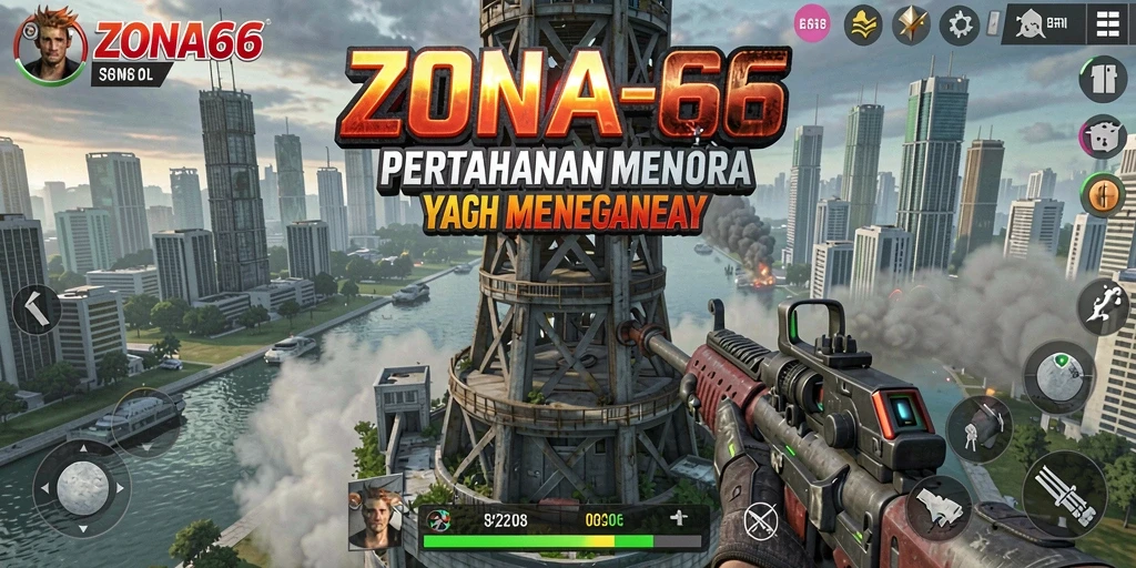 Tangkapan layar ZONA66 menampilkan aksi seru dalam permainan Tower Defense.