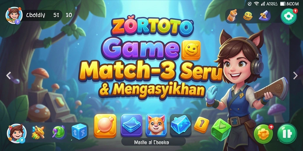 Tampilan gameplay ZORTOTO yang penuh warna dan tantangan Match-3.